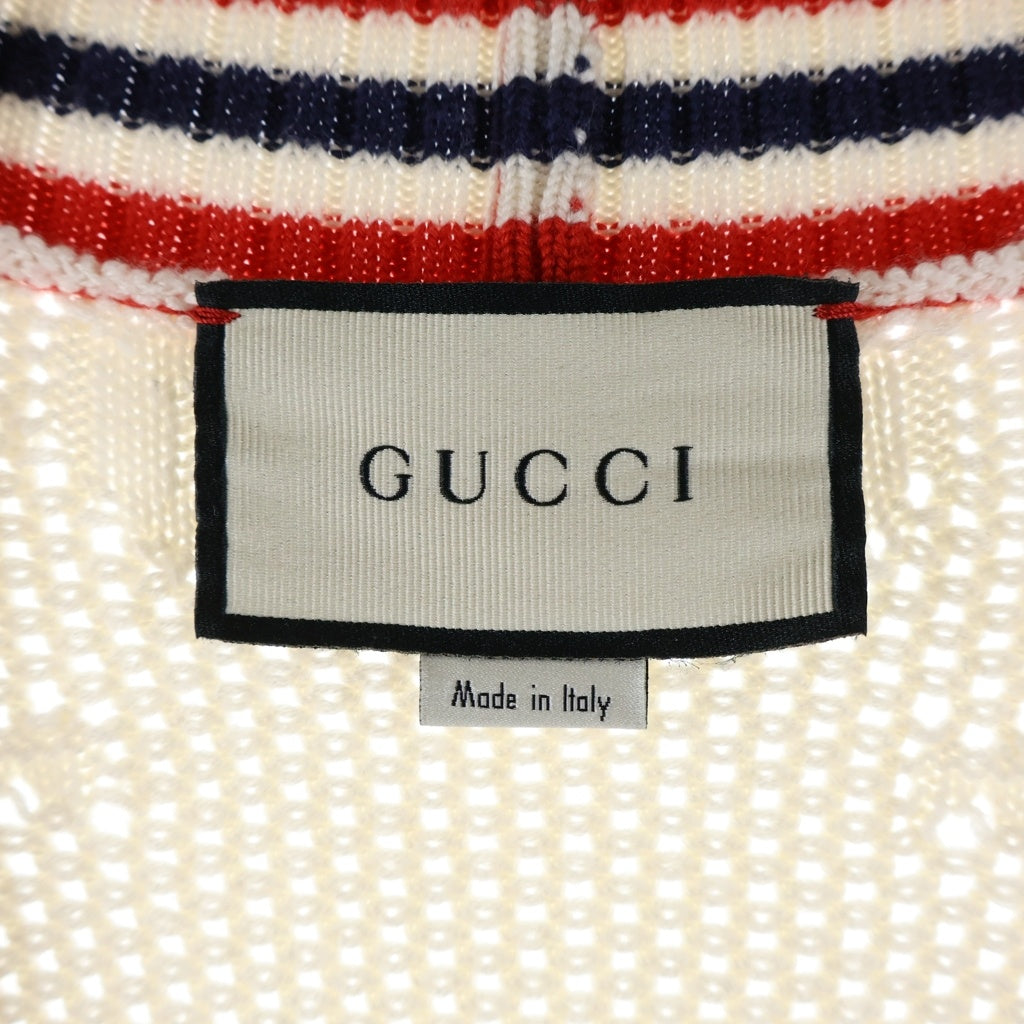 GUCCI(グッチ) シルヴィ ウェブ ニット カーディガン ホワイト×レッド 574182 XKARR