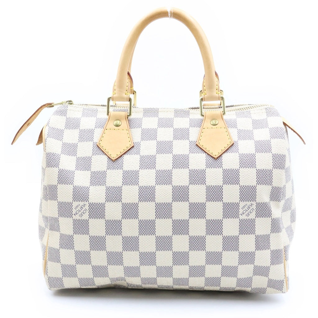 LOUIS VUITTON(ルイヴィトン) ダミエアズール スピーディ25 ハンドバッグ ボストンバッグ アイボリー レザー×PVC N41534 ゴールド金具 レディース