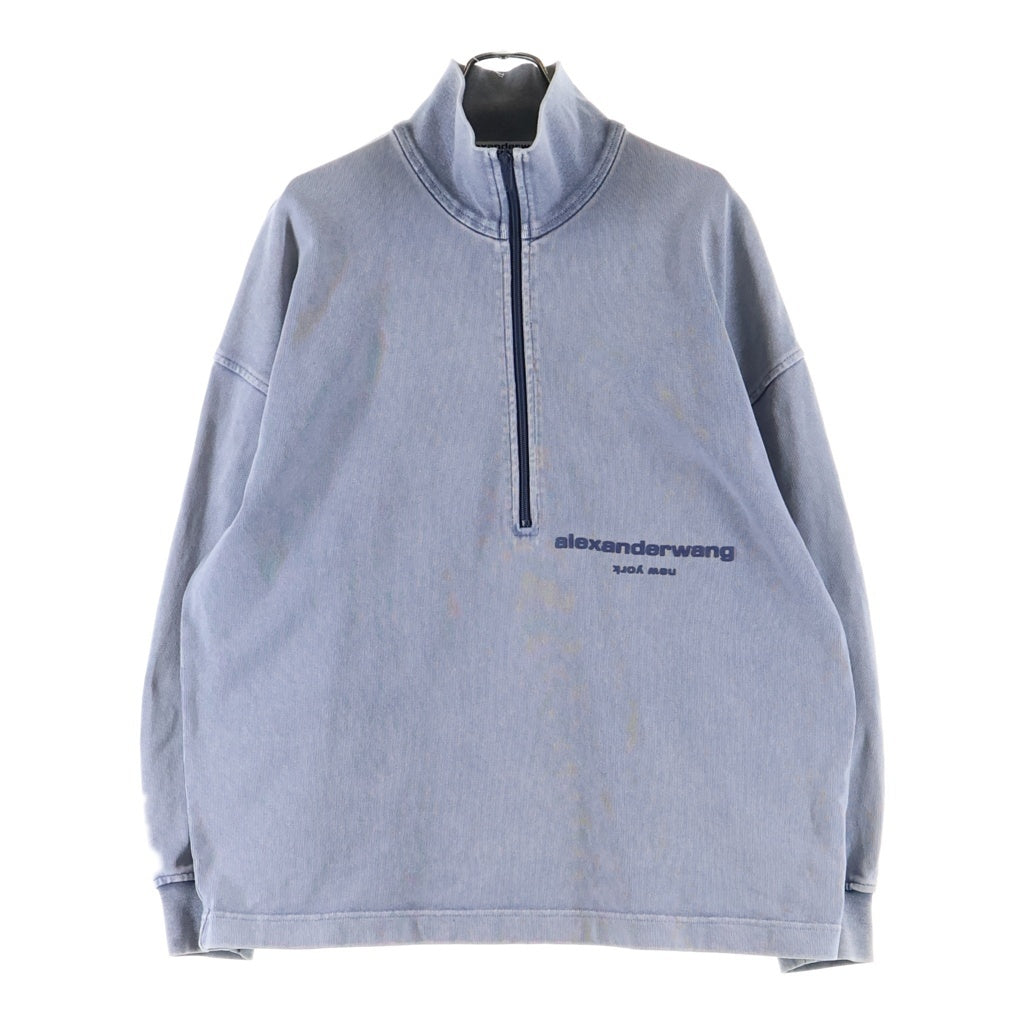 ALEXANDER WANG(アレキサンダーワン) Half Zip Mock Neck Sweatshirt ハーフジップ モックネック スウェットシャツ トレーナー ブルー UCC2231612 レディース