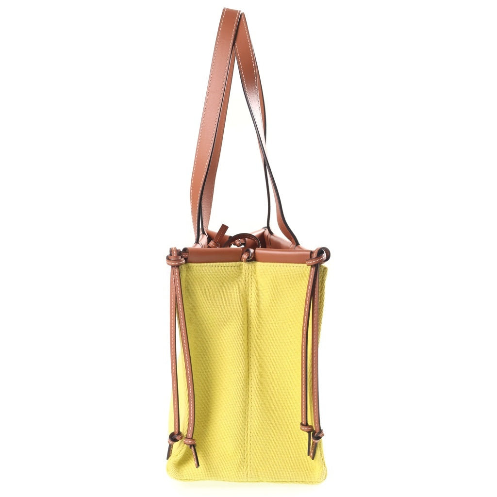 LOEWE(ロエベ) クッショントートバッグ ハンドバッグ イエロー×ブラウン レザー×キャンバス レディース