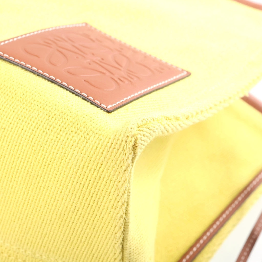 LOEWE(ロエベ) クッショントートバッグ ハンドバッグ イエロー×ブラウン レザー×キャンバス レディース