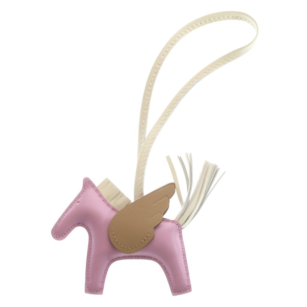 HERMES(エルメス) ペガサスPM バッグチャーム ピンク×ブラウン レザー アニョーミロ K刻印 レディース