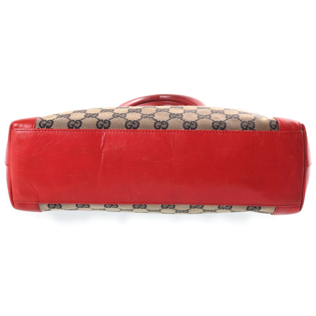 GUCCI(グッチ) GGキャンバス トートバッグ ハンドバッグ レッド×ベージュ キャンバス×レザー 0021119 レディース
