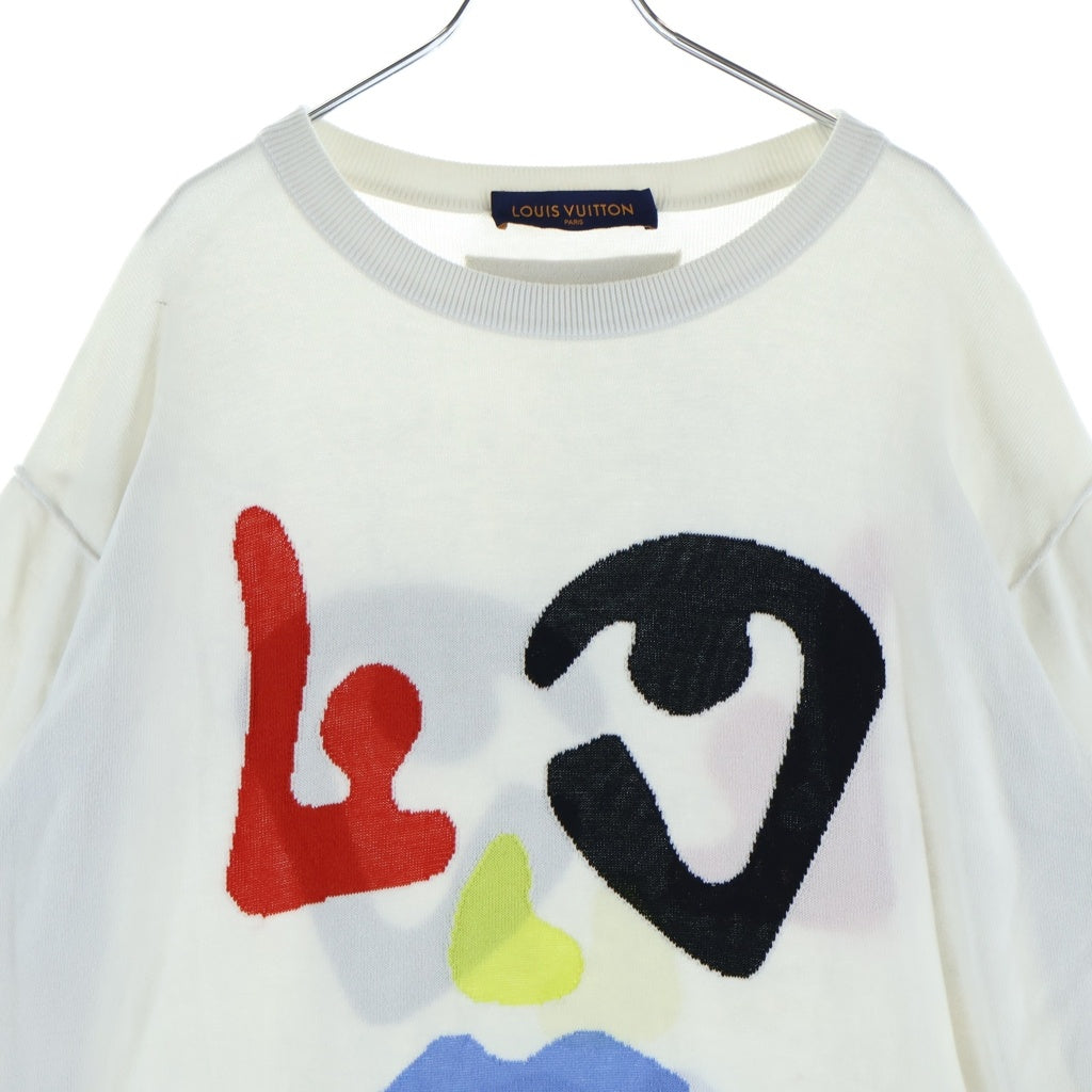 LOUIS VUITTON(ルイヴィトン) 22年 フェイスグラフィック 半袖ニット ホワイト #XL RM222M JS5 HNN01W