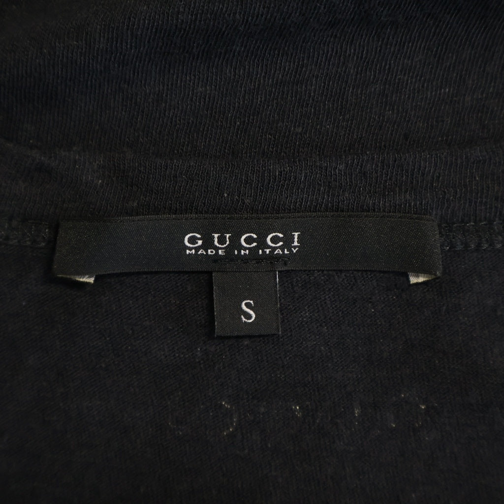 GUCCI(グッチ) 半袖カットソー プリント Tシャツ ブラック コットン 377734