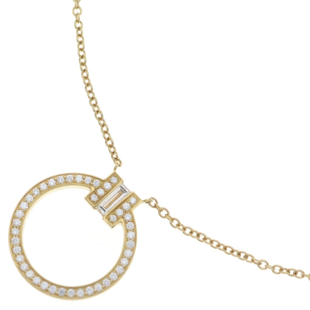 TIFFANY & Co.(ティファニー) Tサークル ダイヤ ネックレス イエローゴールド Au750YG レディース