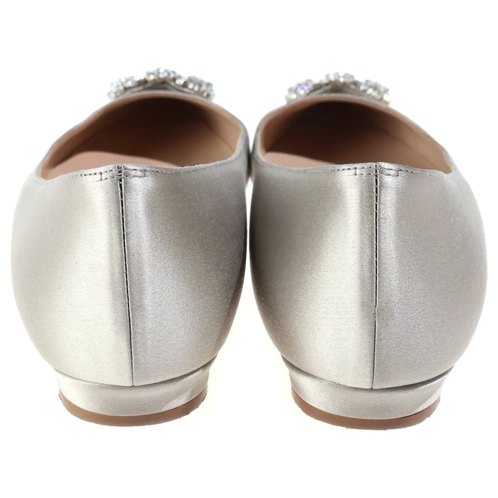 MANOLO BLAHNIK(マノロブラニク) ハンギシ フラットパンプス ラインストーン シルバー レディース