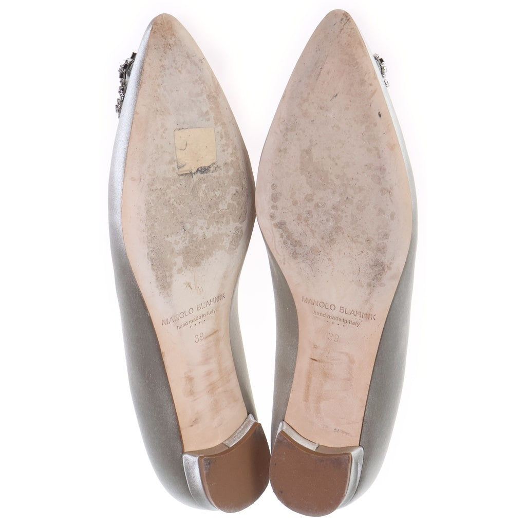 MANOLO BLAHNIK(マノロブラニク) ハンギシ フラットパンプス ラインストーン シルバー レディース