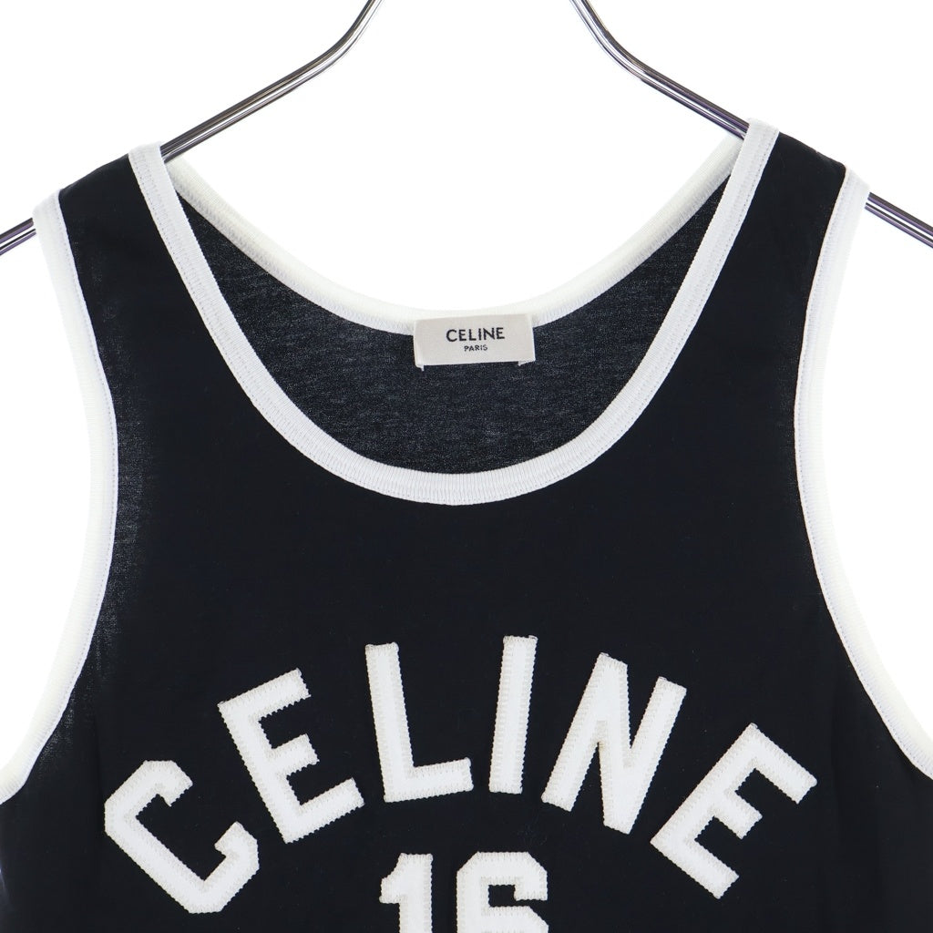 CELINE(セリーヌ) ロゴ ノースリーブカットソー タンクトップ ブラック コットン 2X11B671Q レディース