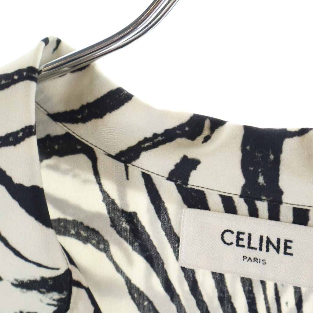 CELINE(セリーヌ) 22SS ゼブラプリント オープンカラー ハワイアンシャツ ホワイト ブラック 2C517346Q レディース