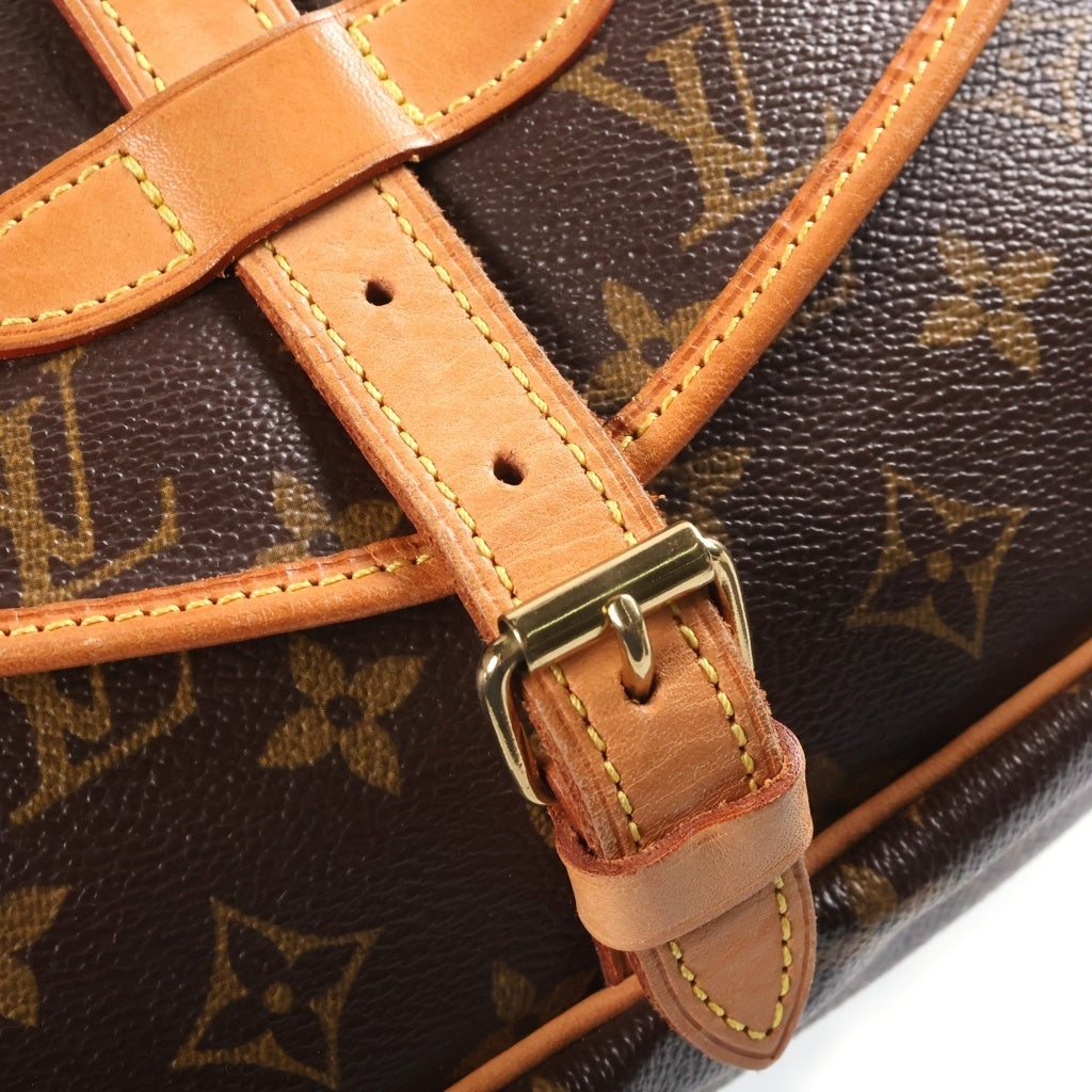 LOUIS VUITTON(ルイヴィトン) モノグラム ソミュール30 ショルダーバッグ ブラウン レザー×PVC M42256 ゴールド金具 レディース