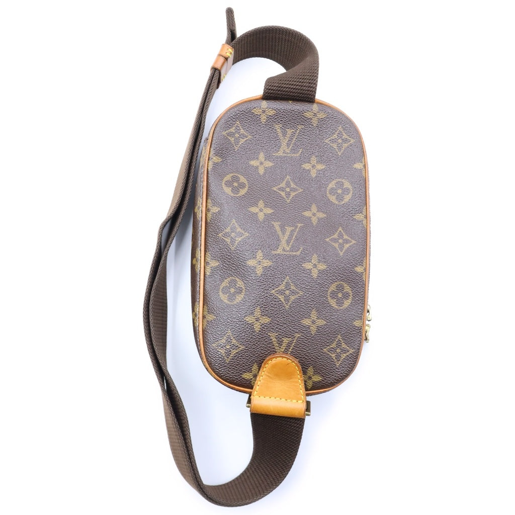LOUIS VUITTON(ルイヴィトン) モノグラム ポシェットガンジュ ショルダーバッグ ミニバッグ ブラウン レザー×PVC M51870 ゴールド金具 レディース