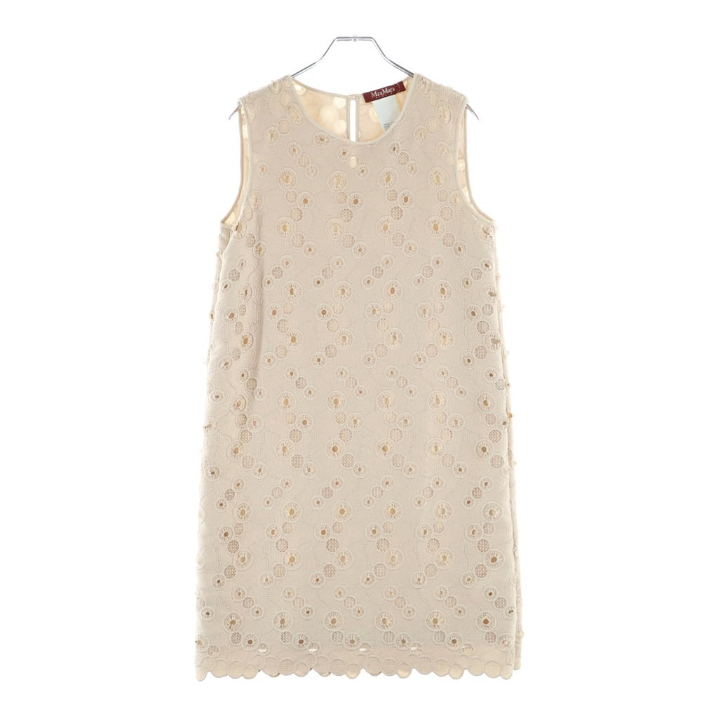 Max Mara(マックスマーラ) Sleeveless Dress ノースリーブ 刺繍デザインドレス ワンピース ベージュ 62212177 レディース