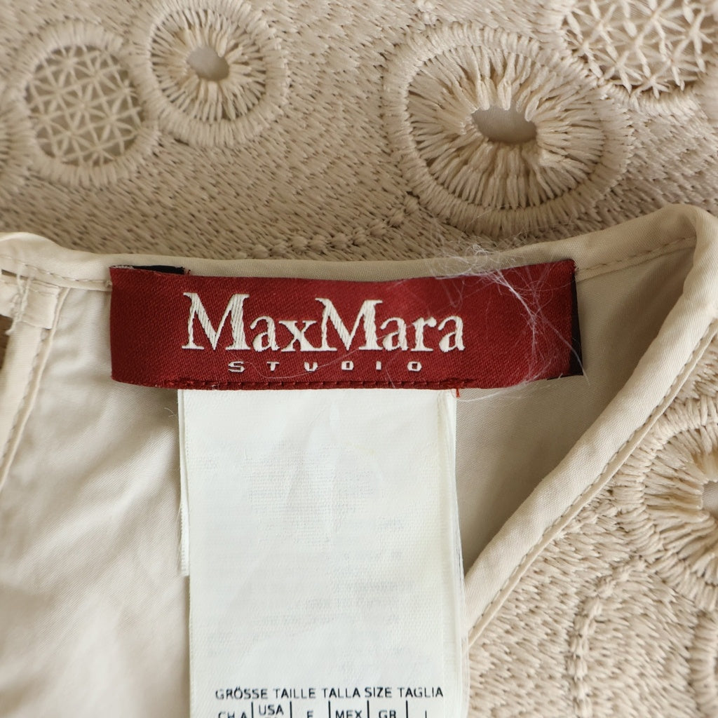 Max Mara(マックスマーラ) Sleeveless Dress ノースリーブ 刺繍デザインドレス ワンピース ベージュ 62212177 レディース