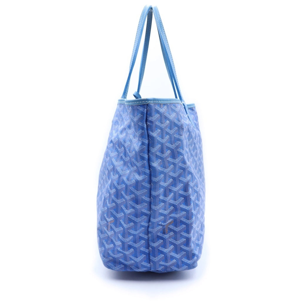 GOYARD(ゴヤール) サンルイPM PVC コーティングキャンバス レザー トートバッグ ブルー レディース