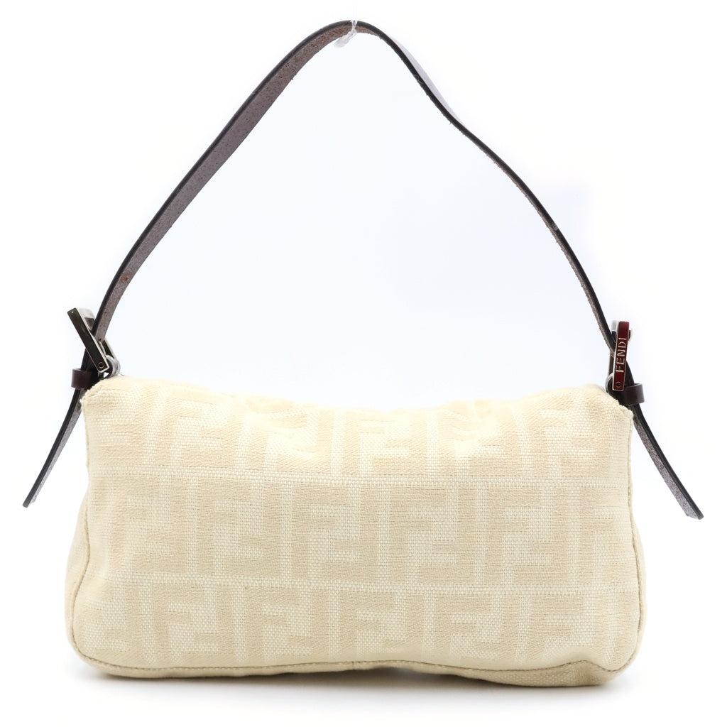 FENDI(フェンディ) ズッカ柄 FFロゴ キャンバス マンマバケット ワンショルダーバッグ シルバー金具 ベージュ レディース