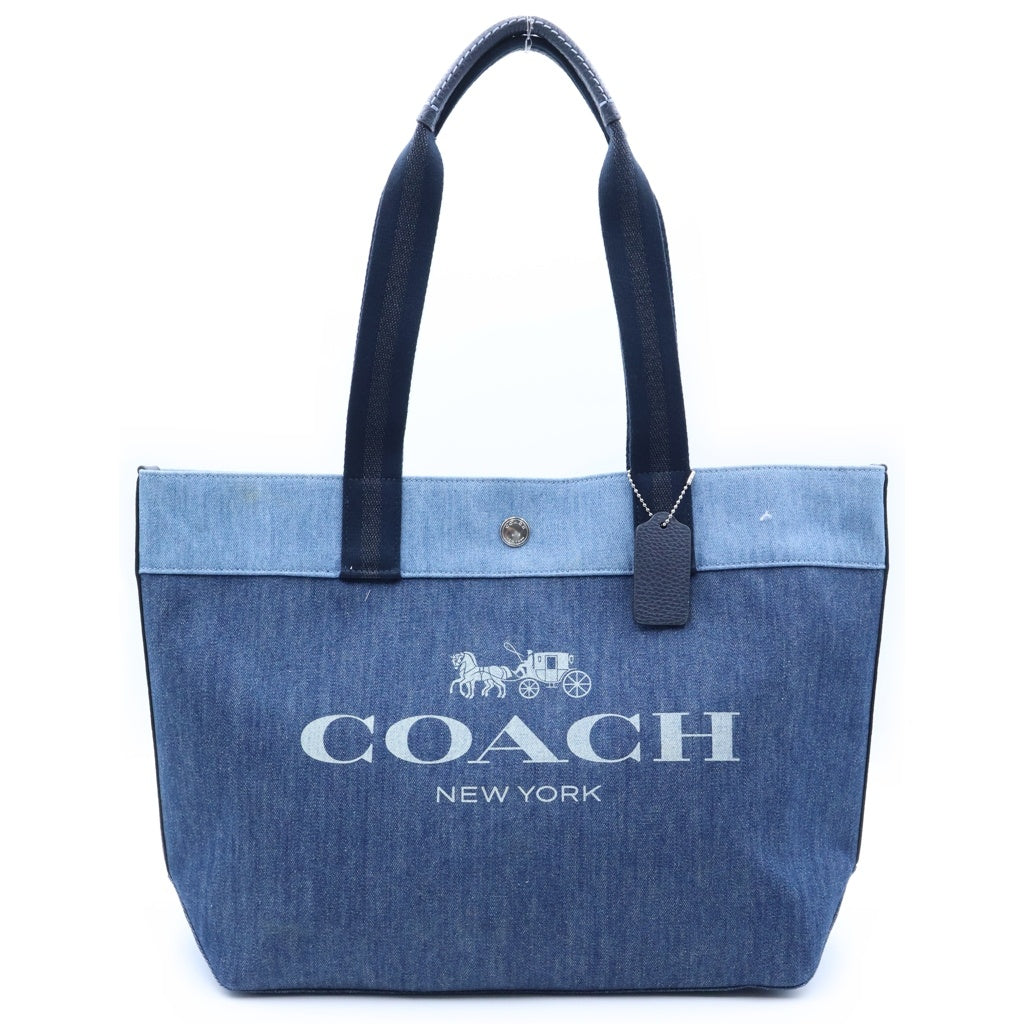 COACH(コーチ) ロゴプリント デニムキャンバス トートバッグ インディゴ 91131 レディース