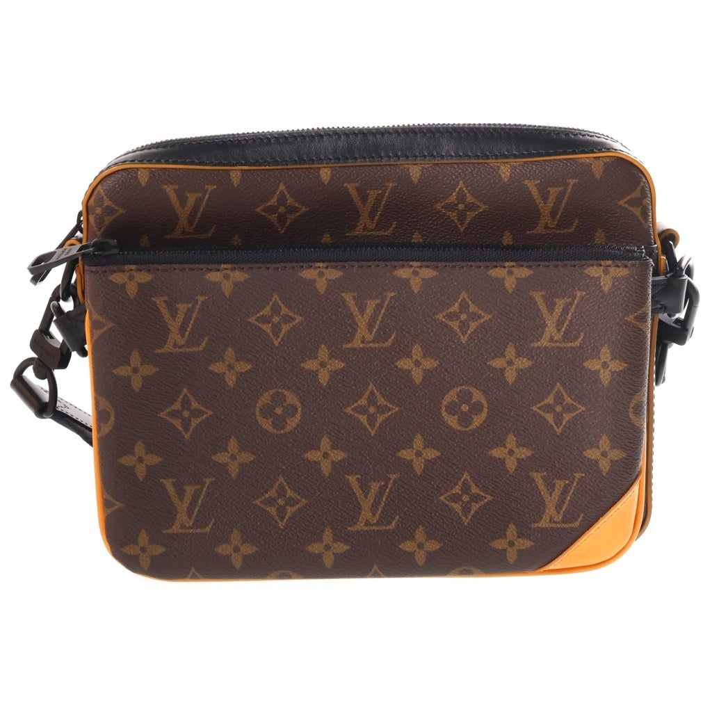LOUIS VUITTON(ルイヴィトン) モノグラムマカサー トリオメッセンジャー ショルダーバッグ ブラウン レザー×PVC M46694 ブラック金具