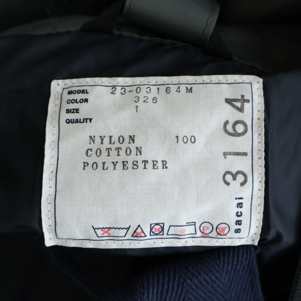 Sacai(サカイ) 23AW Nylon Twill Mix Blouson ナイロン ツイル ブルゾン ジップアップ ミリタリー ジャケット グレー #1 23-03164M