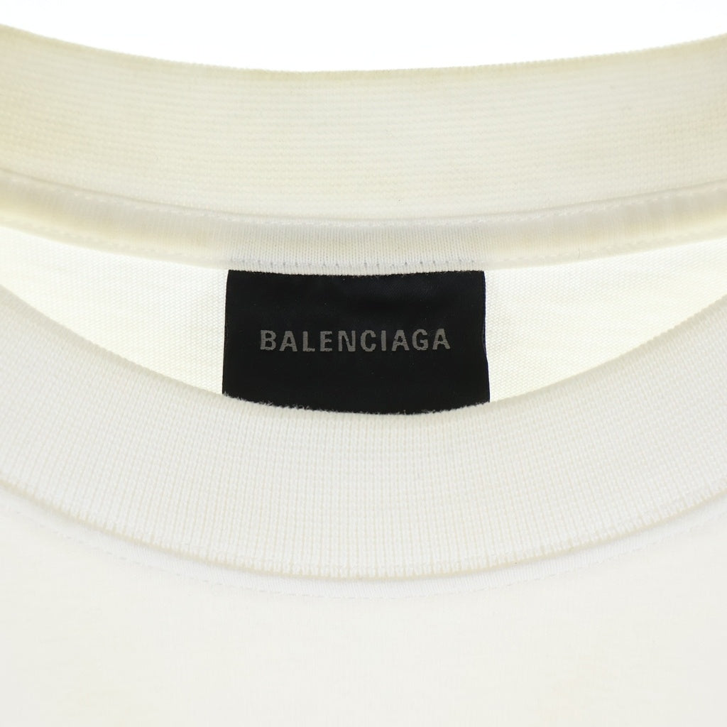 BALENCIAGA(バレンシアガ) PARISロゴ プリント クルーネック半袖Tシャツ カットソー ホワイト #S 612966