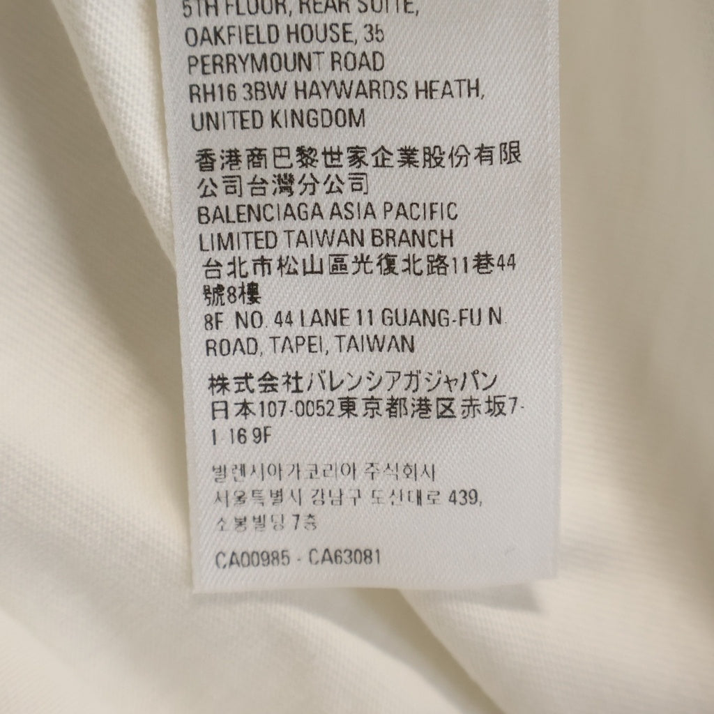 BALENCIAGA(バレンシアガ) PARISロゴ プリント クルーネック半袖Tシャツ カットソー ホワイト #S 612966