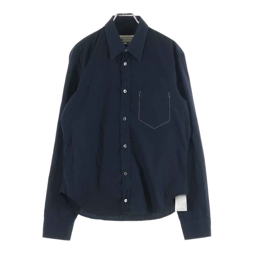 Maison Margiela(メゾンマルジェラ) フェイクポケットコットンポプリン 長袖シャツ ネイビー #38 S50DL0370
