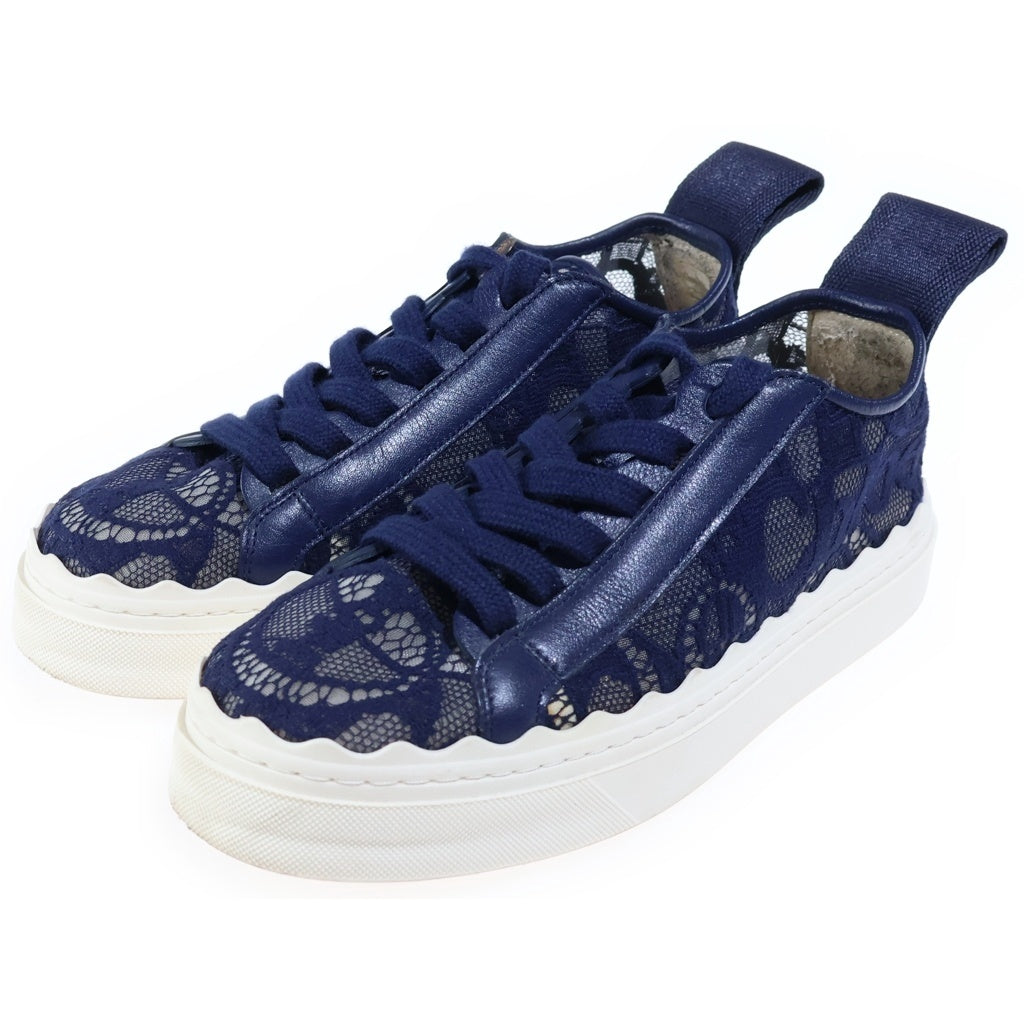 Chloe(クロエ) Lauren レースローカットスニーカー ネイビー #36 レディース