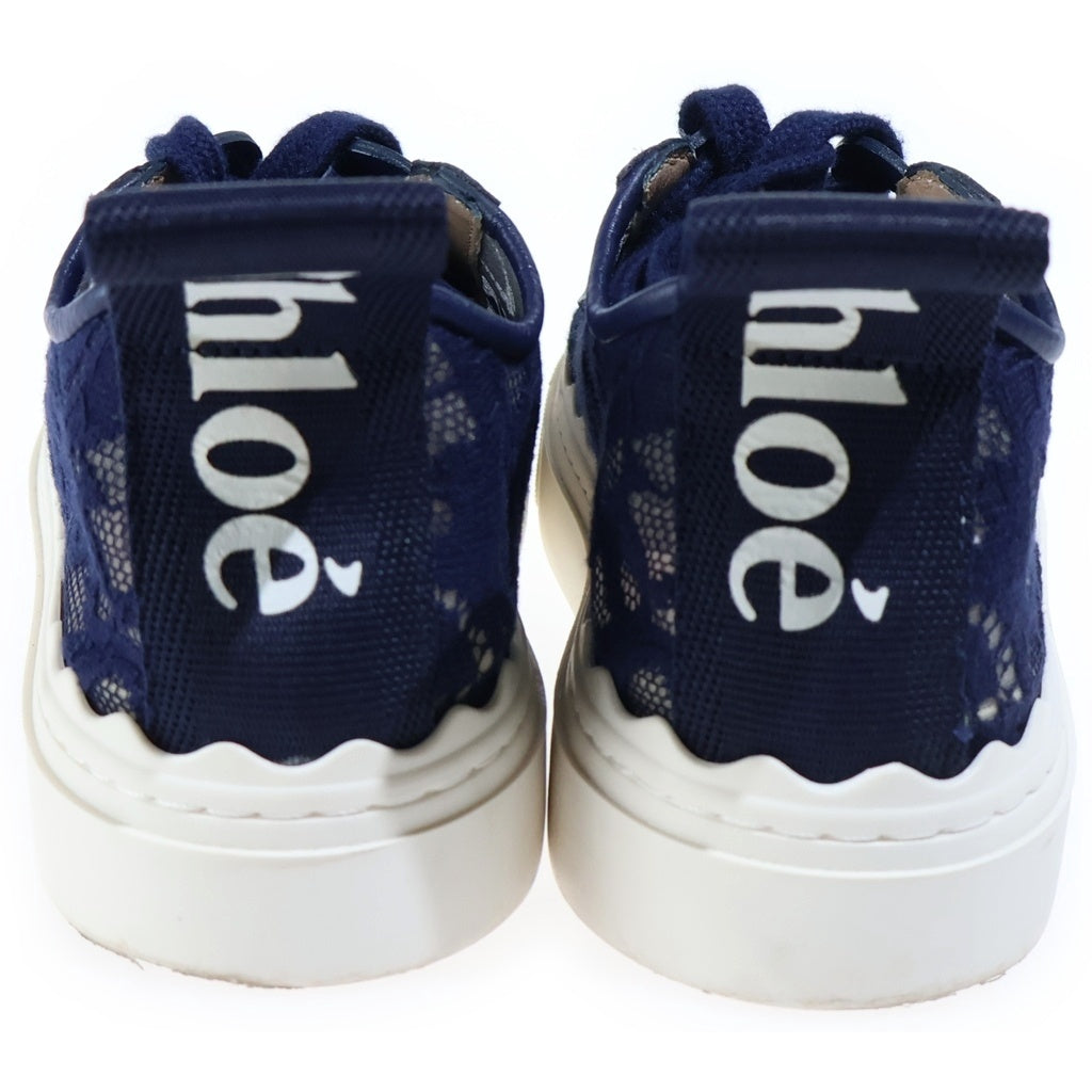 Chloe(クロエ) Lauren レースローカットスニーカー ネイビー #36 レディース