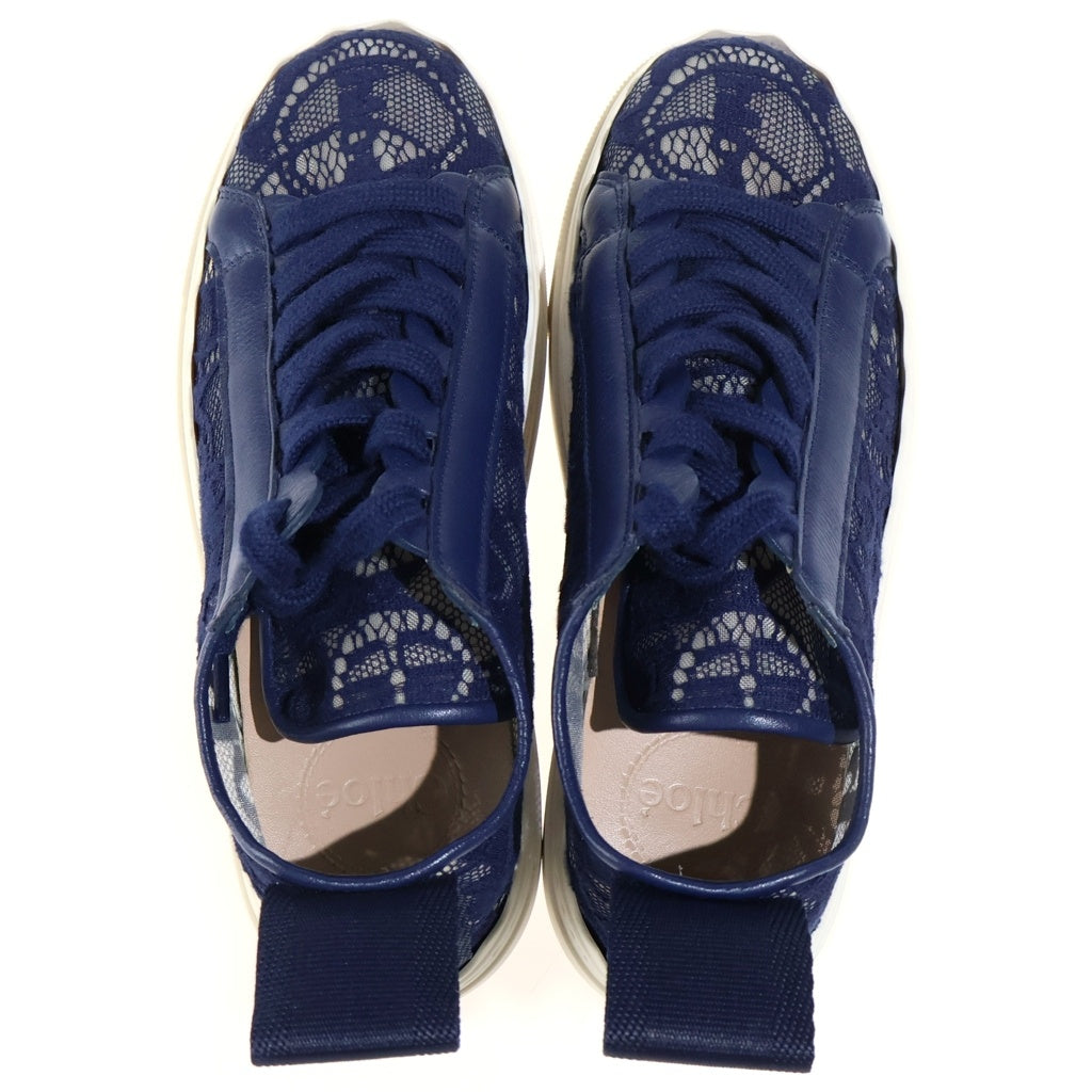 Chloe(クロエ) Lauren レースローカットスニーカー ネイビー #36 レディース