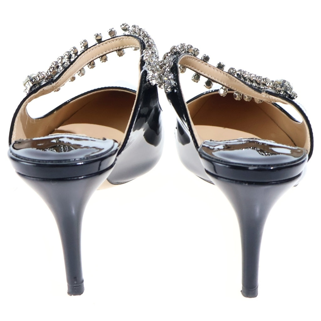 JIMMY CHOO(ジミーチュウ) クリスタル ラインストーン ハイヒールパンプス ブラック パテントレザー #37 レディース
