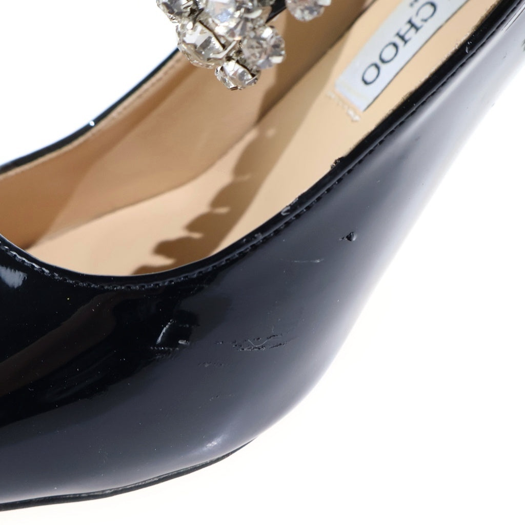 JIMMY CHOO(ジミーチュウ) クリスタル ラインストーン ハイヒールパンプス ブラック パテントレザー #37 レディース