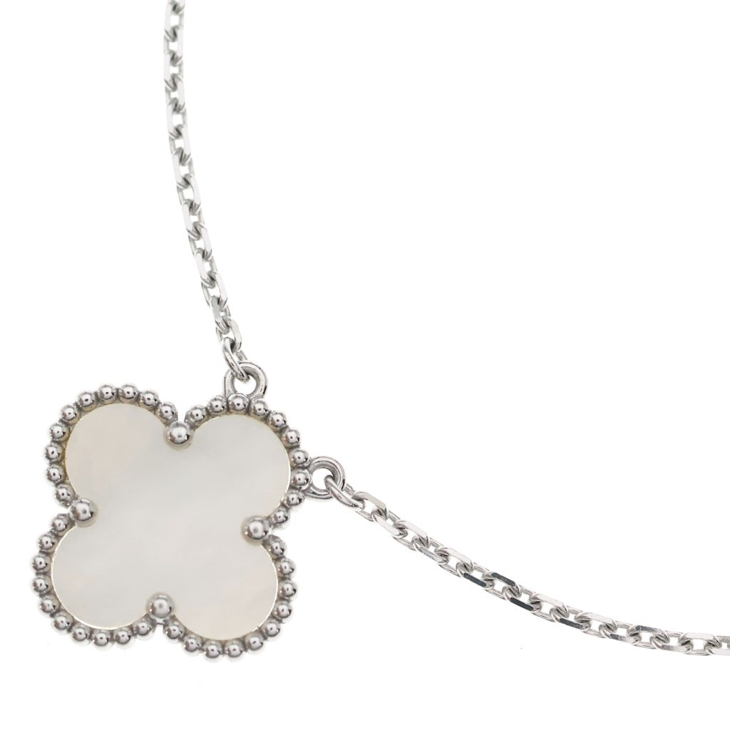 Van Cleef & Arpels(ヴァンクリーフアンドアーペル) ヴィンテージアルハンブラ マザーオブパール ネックレス Au750 ホワイトゴールド JD777472 レディース