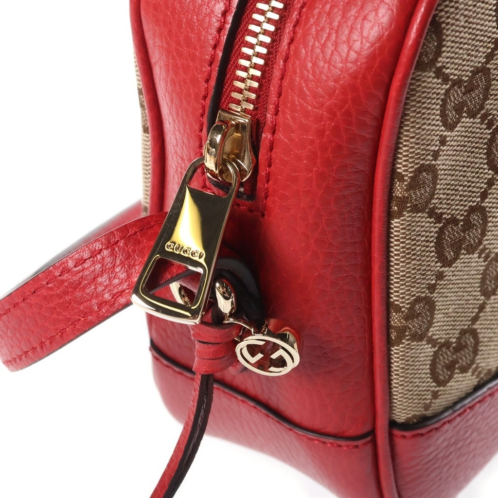 GUCCI(グッチ) GGキャンバス ショルダーバッグ レッド×ベージュ キャンバス×レザー 449413 レディース