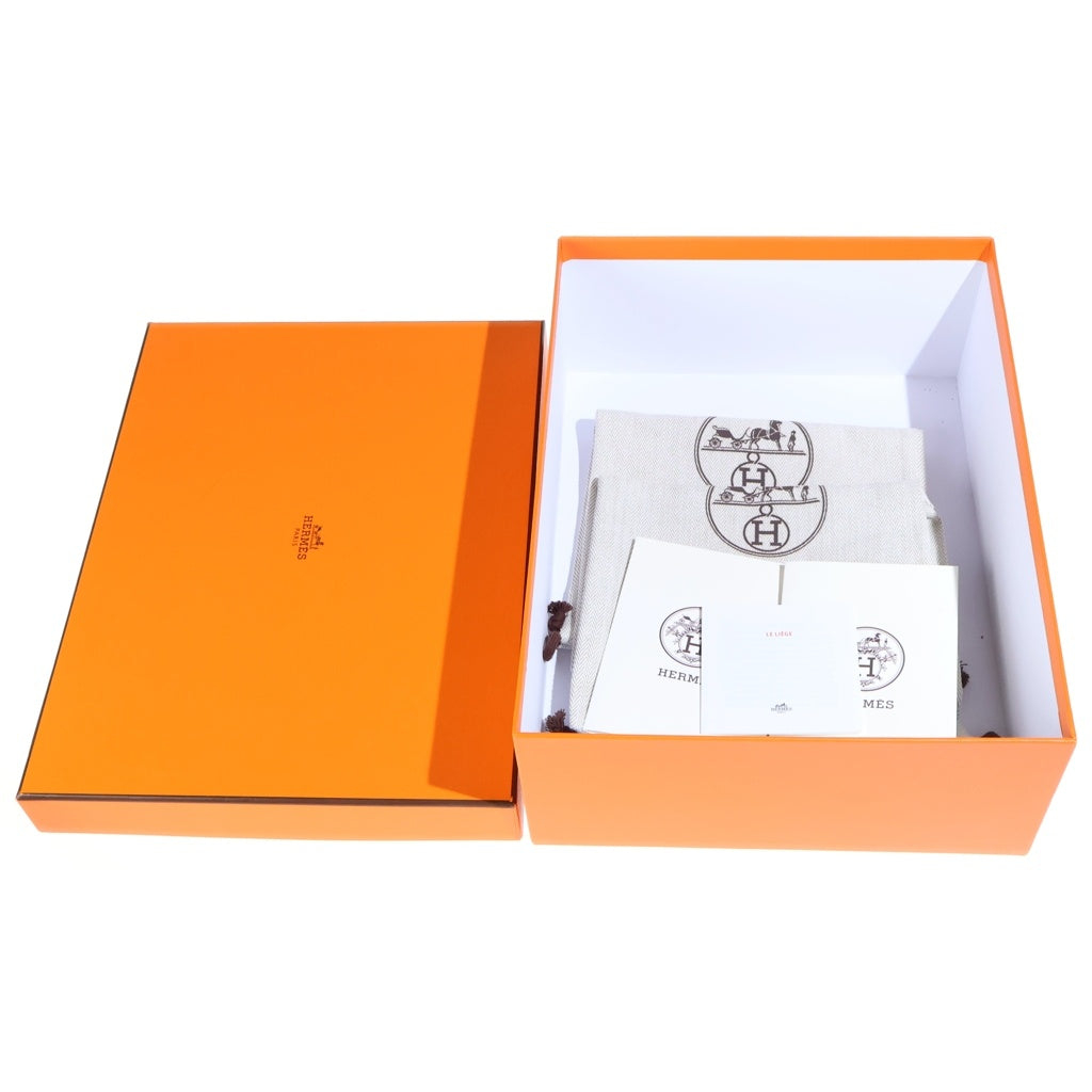 HERMES(エルメス) エズ Hロゴ レザー コルク ウェッジソール 厚底 サンダル シューズ ブラウン レディース