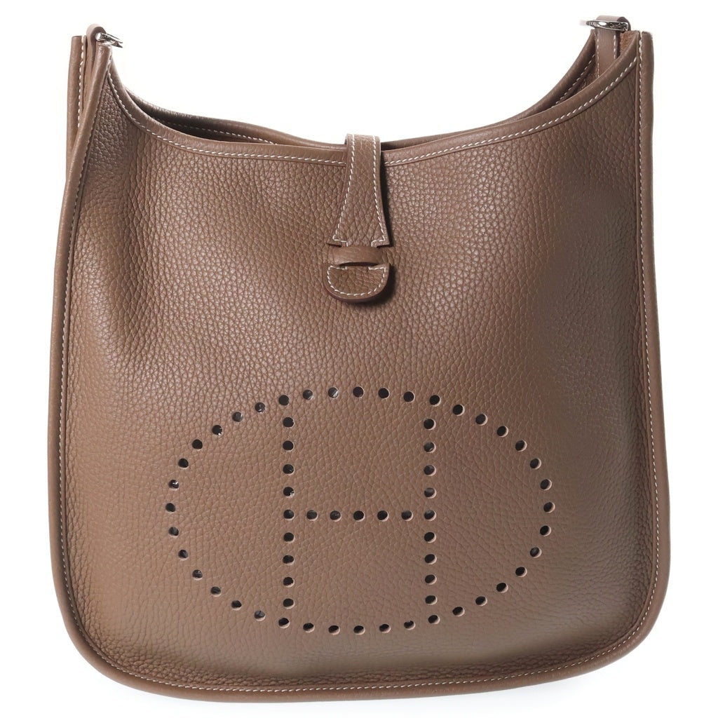 HERMES(エルメス) エヴリン PM エトゥープ トリヨン ショルダーバッグ ブラウン レザー A刻印 シルバー金具 レディース
