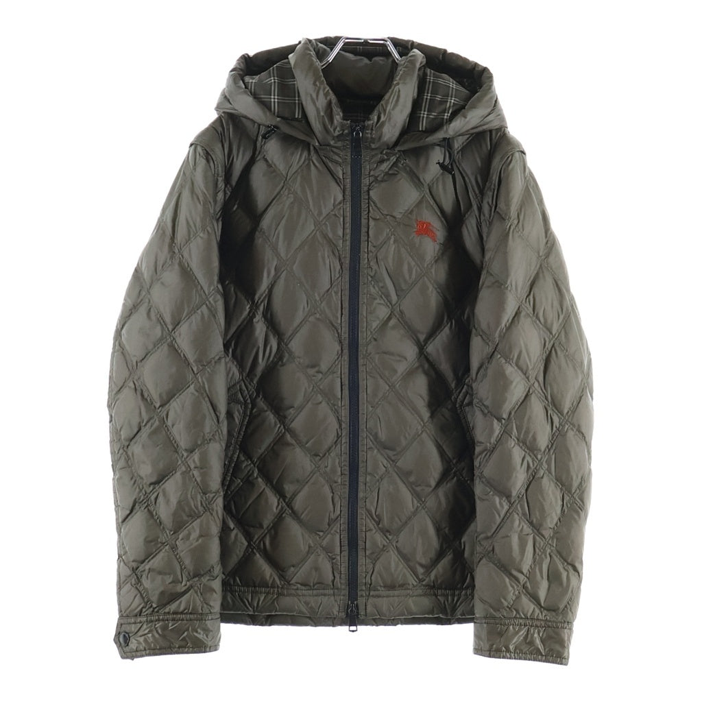 BURBERRY BLACK LABEL(バーバリー ブラックレーベル) フード付きキルティング ナイロンダウンジャケット カーキ #LL D1F16-815-78