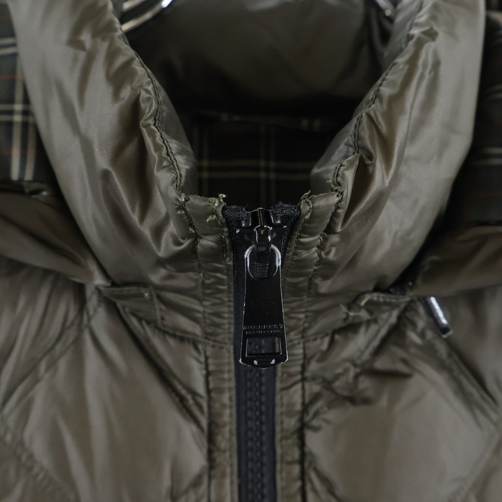 BURBERRY BLACK LABEL(バーバリー ブラックレーベル) フード付きキルティング ナイロンダウンジャケット カーキ #LL D1F16-815-78