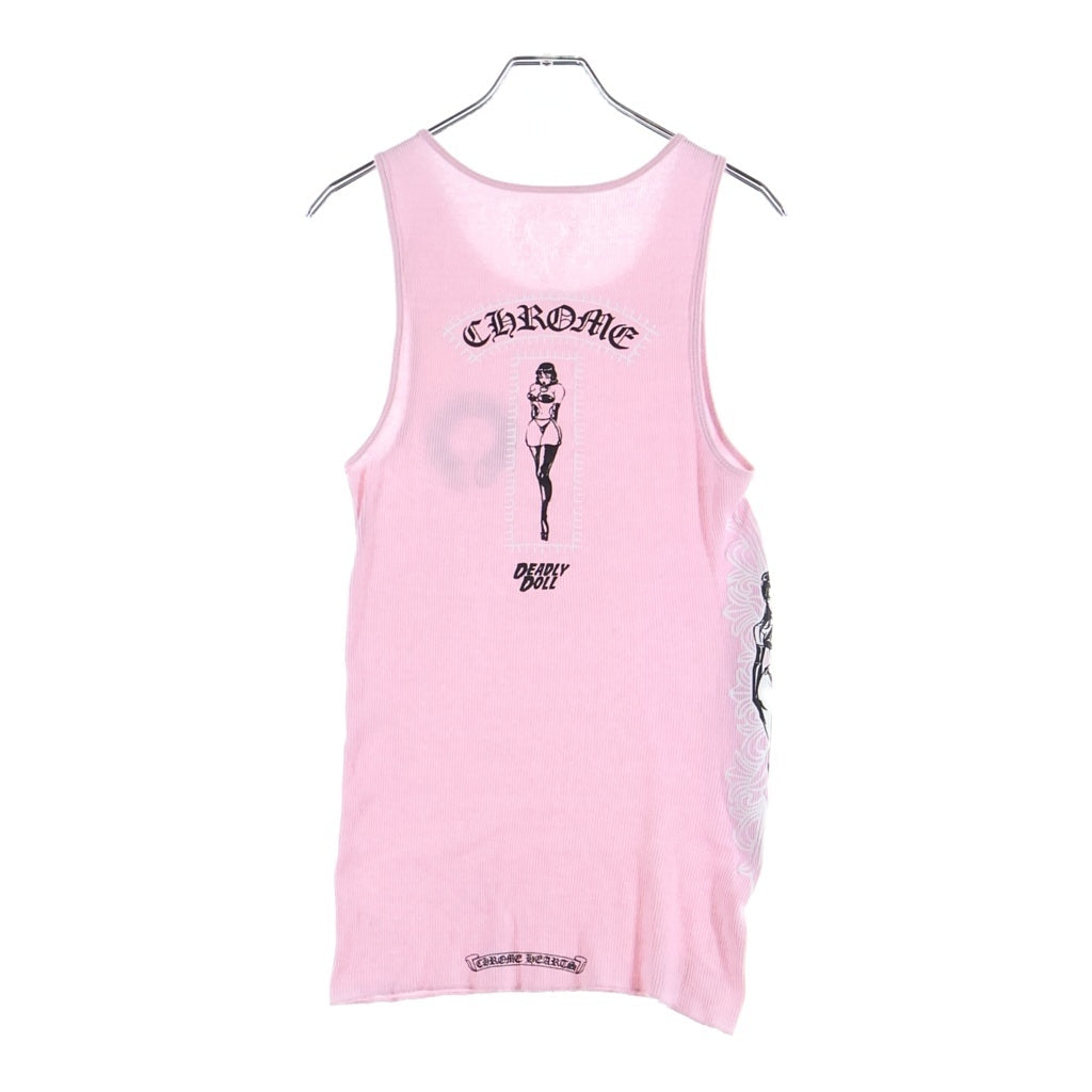 CHROME HEARTS(クロムハーツ) ×Deadly Doll リブ タンクトップ ピンク #M レディース