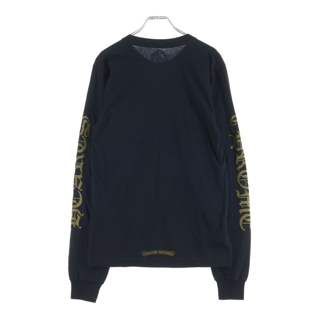 CHROME HEARTS(クロムハーツ) ネックロゴ ロングスリーブカットソー 長袖Tシャツ ブラック×ブラウン #S レディース
