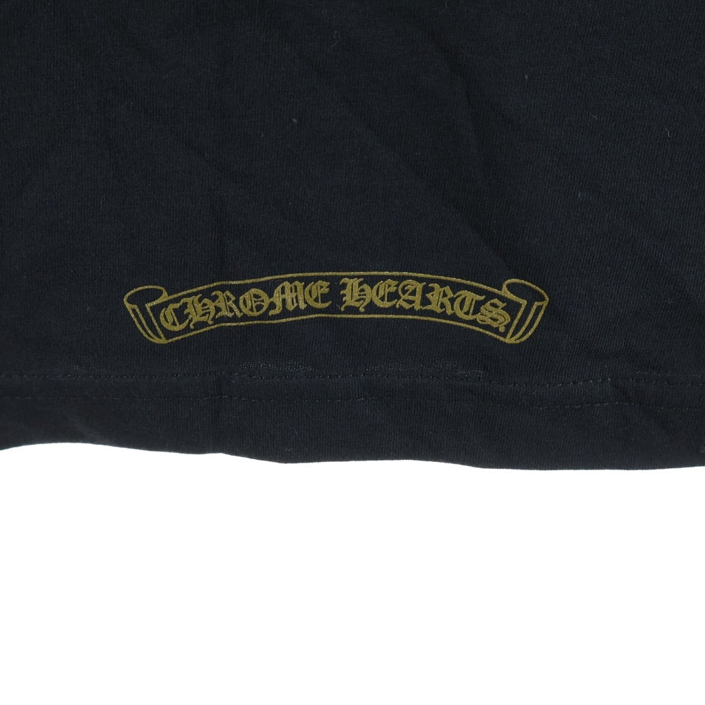 CHROME HEARTS(クロムハーツ) ネックロゴ ロングスリーブカットソー 長袖Tシャツ ブラック×ブラウン #S レディース