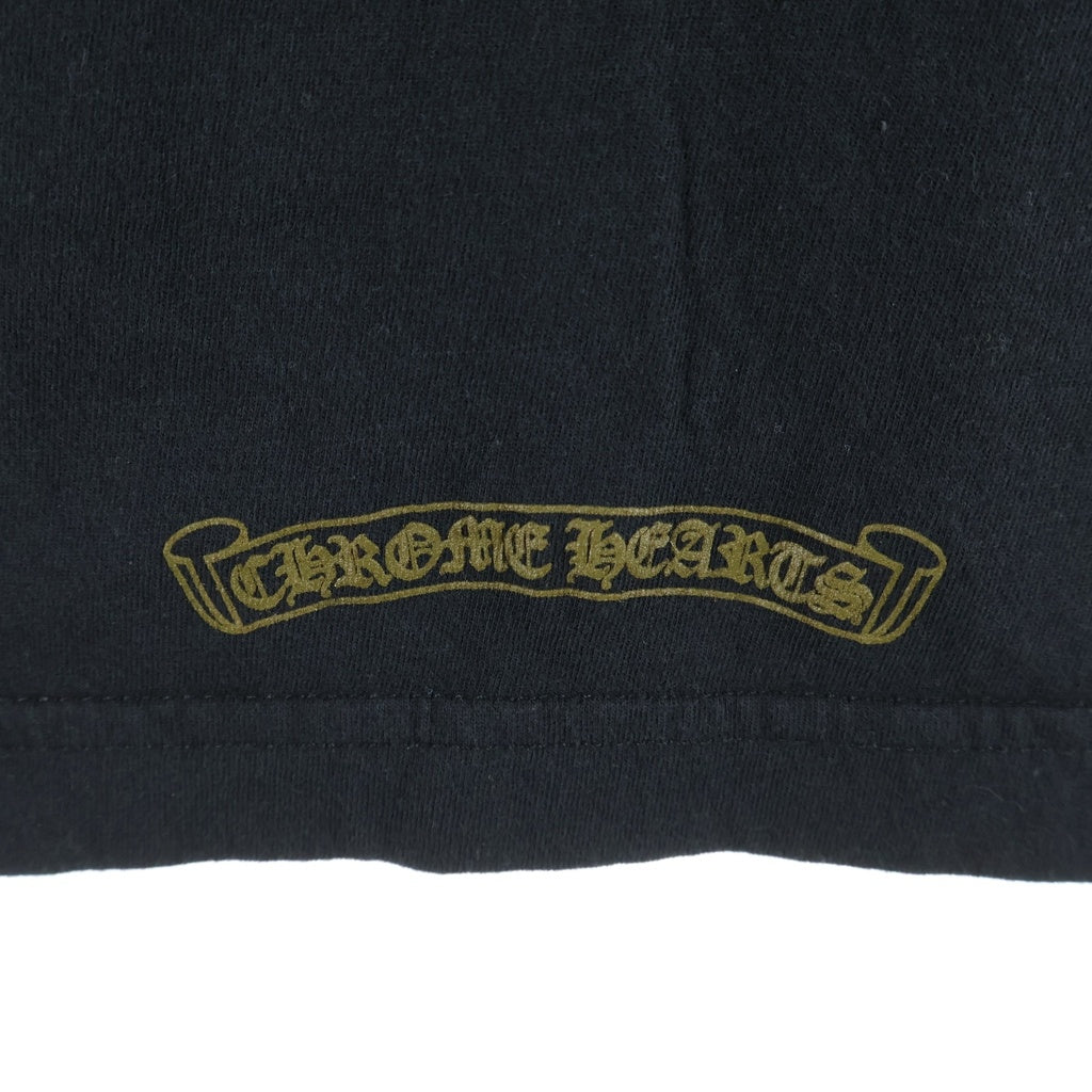 CHROME HEARTS(クロムハーツ) ネックロゴプリント チェストポケット クルーネック半袖Tシャツ カットソー ブラック #S レディース