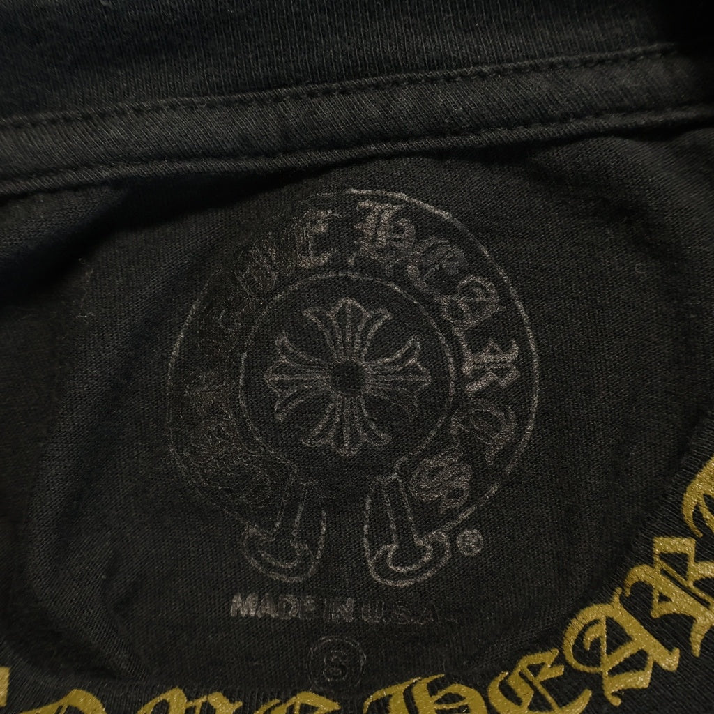 CHROME HEARTS(クロムハーツ) ネックロゴプリント チェストポケット クルーネック半袖Tシャツ カットソー ブラック #S レディース
