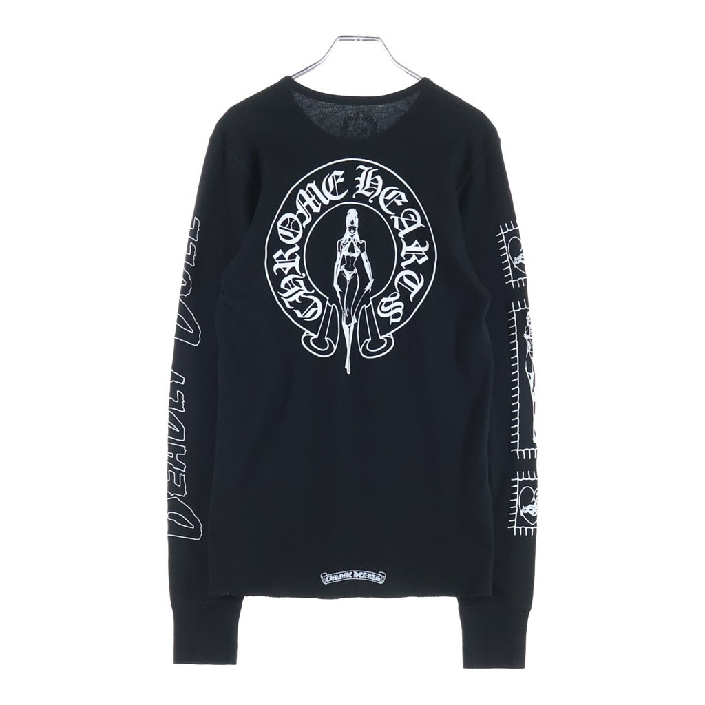 CHROME HEARTS(クロムハーツ) ×Deadly Doll サーマル プリント 長袖Tシャツ ロングスリーブカットソー ブラック #M レディース