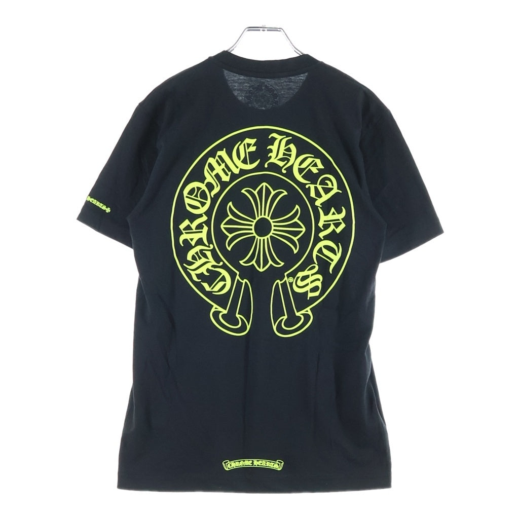 CHROME HEARTS(クロムハーツ) ホースシュー ロゴ ポケット Tシャツ カットソー ブラック×ネオンイエロー #S レディース