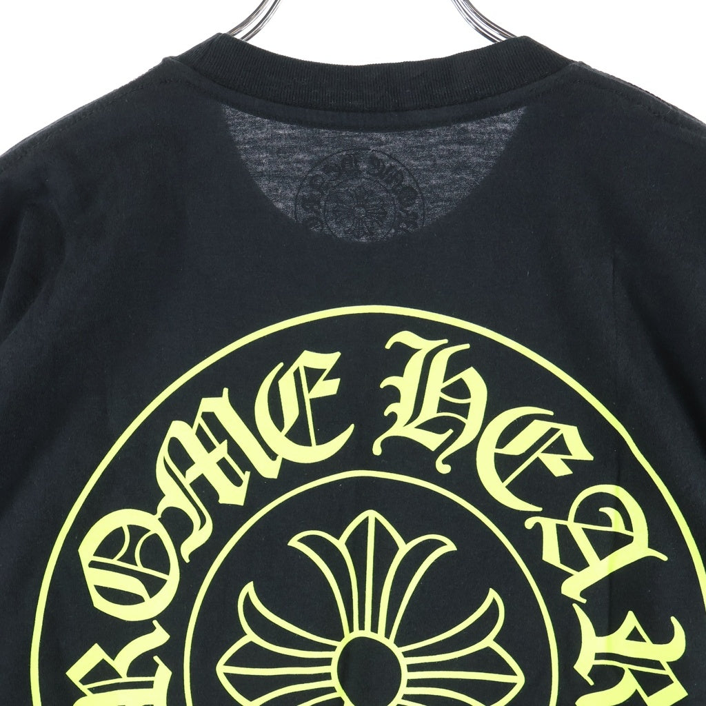 CHROME HEARTS(クロムハーツ) ホースシュー ロゴ ポケット Tシャツ カットソー ブラック×ネオンイエロー #S レディース