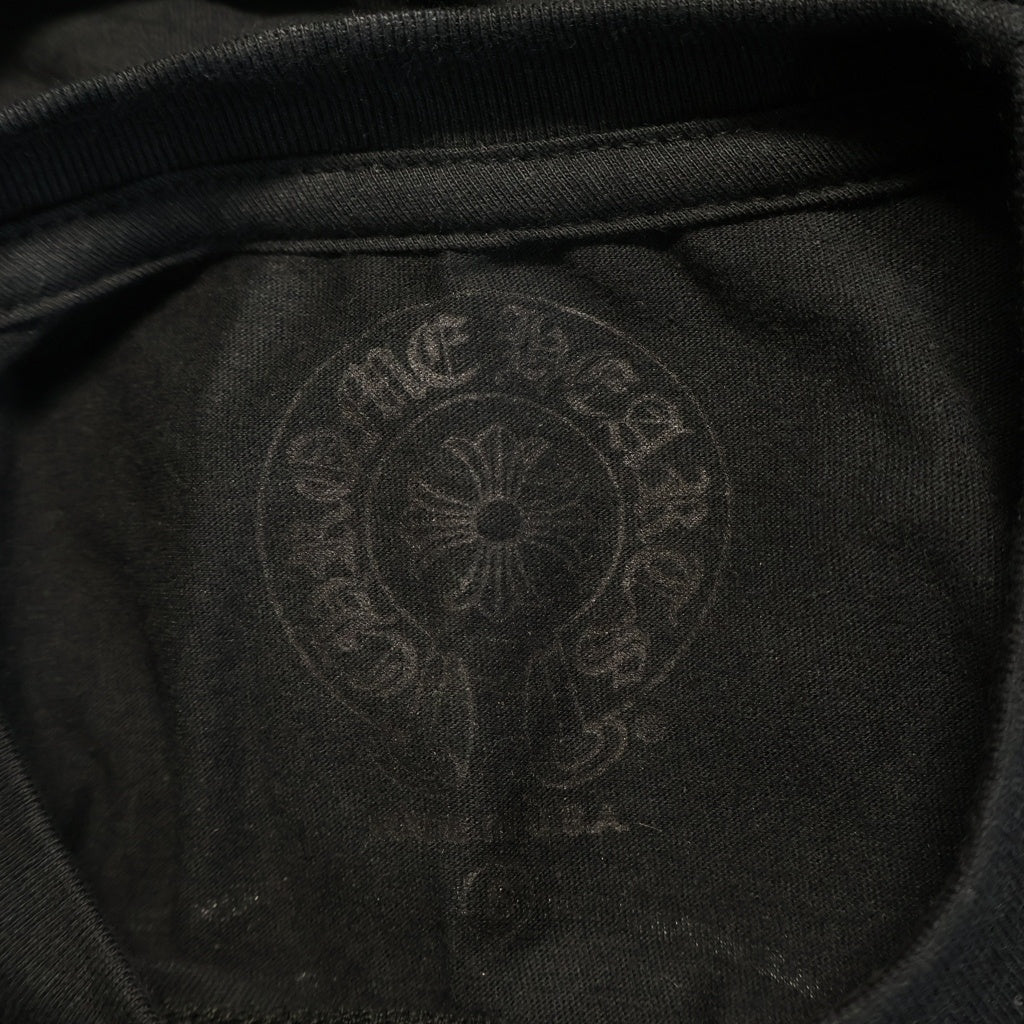 CHROME HEARTS(クロムハーツ) ホースシュー ロゴ ポケット Tシャツ カットソー ブラック×ネオンイエロー #S レディース