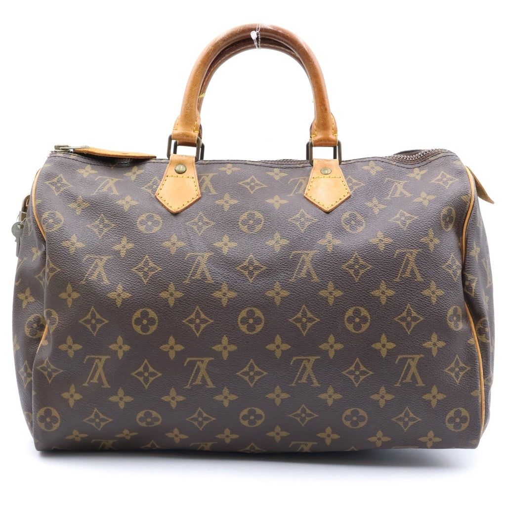 LOUIS VUITTON(ルイヴィトン) モノグラム スピーディー35 ハンドバッグ ボストンバッグ ブラウン レザー×PVC M41524 ゴールド金具 レディース