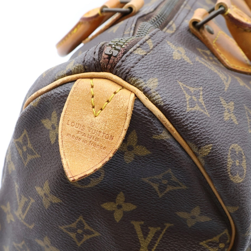 LOUIS VUITTON(ルイヴィトン) モノグラム スピーディー35 ハンドバッグ ボストンバッグ ブラウン レザー×PVC M41524 ゴールド金具 レディース