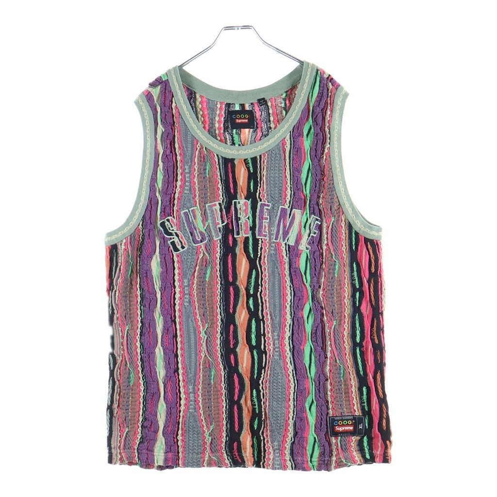 SUPREME(シュプリーム) ×Coogi 23SS Basketball Jersey Multi クージーバスケットボールジャージー ケーブルニットタンクトップ マルチカラー #XL