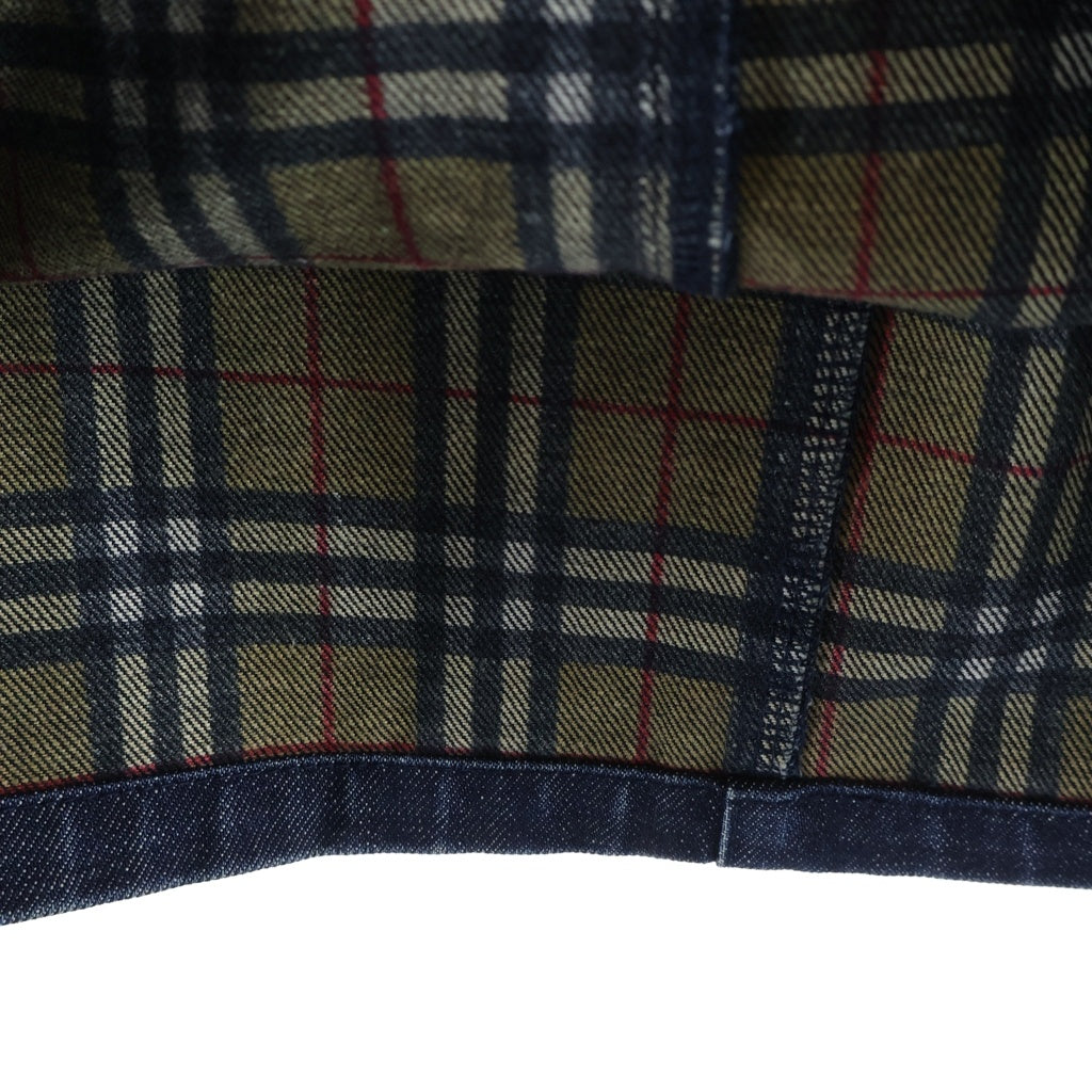 BURBERRY(バーバリー) フロントノバチェックボタン デニムひざ丈スカート インディゴブルー #36 レディース